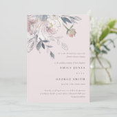 Invitation Elégant Chic Blush Aquarelle Floral Mariage (Debout devant)