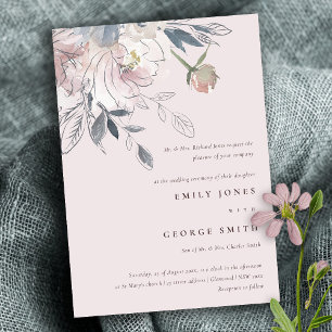 Invitation Elégant Chic Blush Aquarelle Floral Mariage