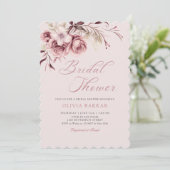 Invitation Élégant Chic Blush Boho rose Fête des mariées flor (Debout devant)