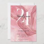 Invitation Elégant Chic Blush Pink Aquarelle 21e anniversaire (Devant)