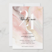 Invitation Élégant Chic Blush Pink Marble Agate 21e anniversa (Devant)