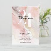 Invitation Élégant Chic Blush Pink Marble Agate 21e anniversa (Debout devant)