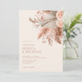 Invitation Élégant Chic Boho Pampas Mariage Floral (Debout devant)