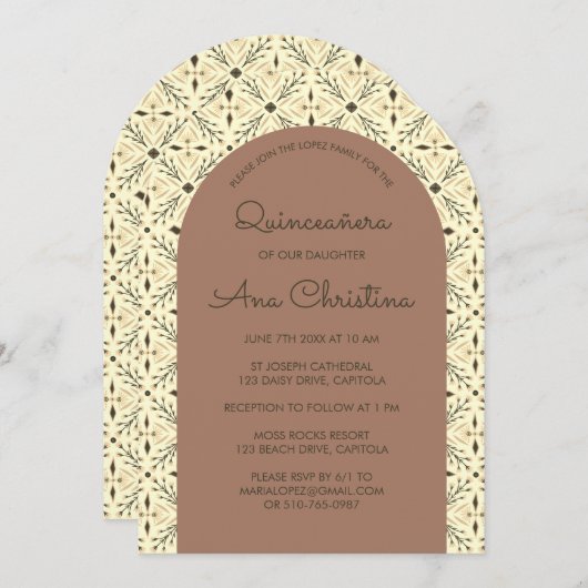 Invitation Elégant Chic Boho Tile moderne CUSTOM Quinceañera (Devant / Derrière)