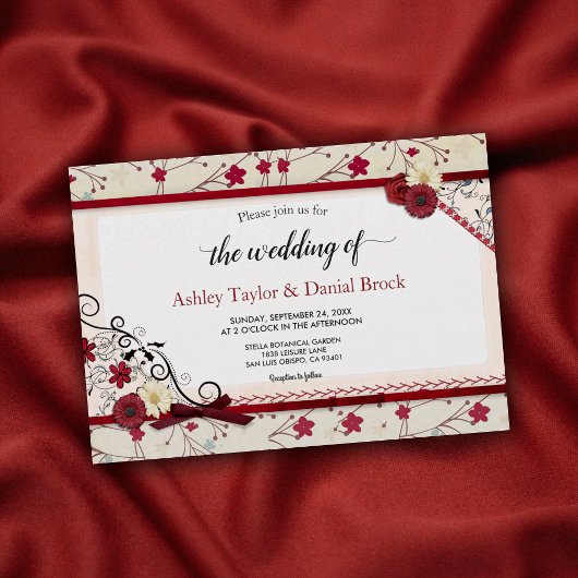 Invitation Élégant Chic Botanique Cadre Orné Mariage Floral