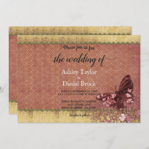 Invitation Élégant Chic Bourgogne Rose Gold Mariage officiel