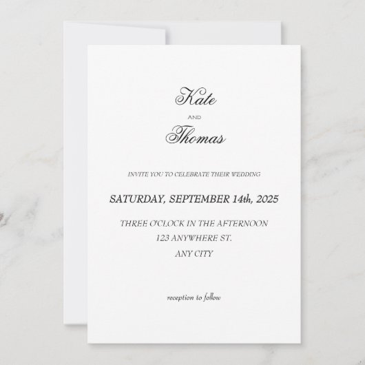 Invitation Élégant Chic Budget Minimaliste Classique (Devant)