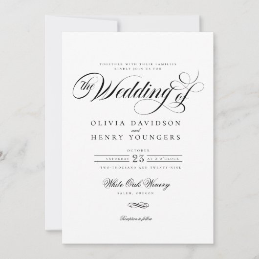 Invitation Élégant Chic Calligraphy Script Mariage (Devant)