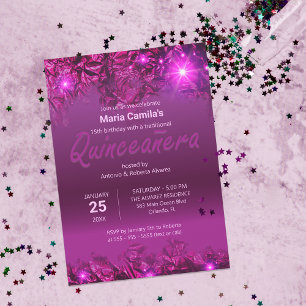 Invitation Élégant Chic Chic Purple Moderne Quinceañera