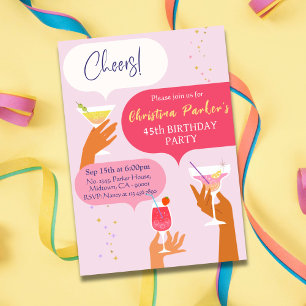 Invitation Elégant Chic Cocktail boisson thème 45e anniversai