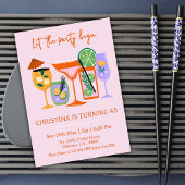 Invitation Elégant Chic cocktail tropical boisson 40e anniver