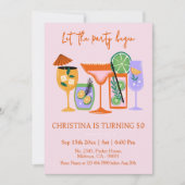 Invitation Elégant Chic cocktail tropical boisson 50e anniver (Devant)