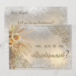 Invitation Élégant Chic Cœurs Dorés Fleurs Bohème