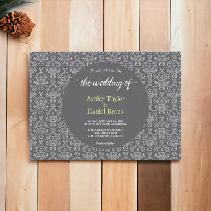 Invitation Élégant Chic Damask Script Classé Mariage formel