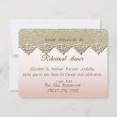 Invitation Élégant Chic Damask Weddi Repas de répétition (Devant)