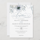 Invitation Élégant Chic Dusty Blue Floral (Devant)