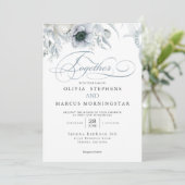 Invitation Élégant Chic Dusty Blue Floral (Debout devant)