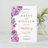 Invitation Élégant chic Dusty violet Mariage floral (Debout devant)