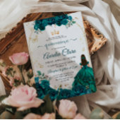 Invitation Élégant Chic Emerald Green Rose Gold Quinceanera