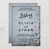 Invitation Élégant chic étoiles rustique gris clair Mariage I (Devant / Derrière)
