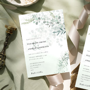 Invitation Élégant Chic Eucalyptus Botanique Sage Mariage