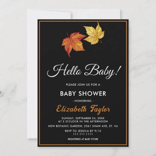 Invitation Elégant Chic Fall Feuilles Boho Baby shower d'auto (Devant)