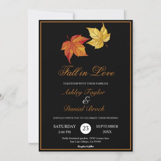 Invitation Elégant Chic Fall in Love Rustique Automne Mariage (Devant)