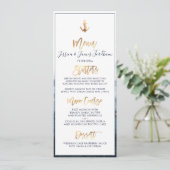 Invitation Elégant+Chic Faux Gold Ancre Menu (Debout devant)