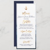 Invitation Elégant+Chic Faux Gold Ancre Menu (Devant / Derrière)