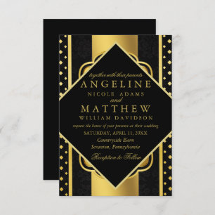 Invitation Élégant chic faux or blanc moderne Mariage Gatsby
