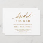 Invitation Elégant chic faux or calygraphie bridal douche (Devant / Derrière)