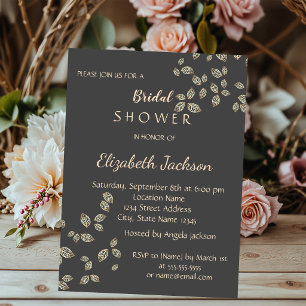 Invitation Élégant Chic Feuilles D'or Baby Shower