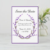 Invitation Élégant Chic Fleur Violet Enregistrer la Date (Debout devant)