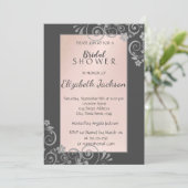 Invitation Élégant Chic Fleurs Argentées Mariage (Debout devant)