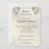 Invitation Elégant Chic Fleurs Damask Fête des mariées (Devant)