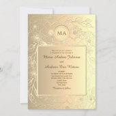 Invitation Élégant Chic Fleurs Mariage Or (Devant)