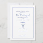 Invitation Élégant chic français périphérique Mariage bleu (Devant)