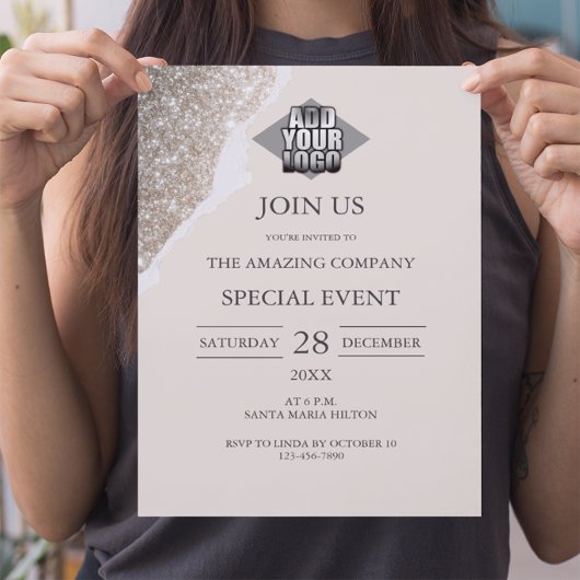 Invitation Elegant Chic Glitter & Neutral Event 