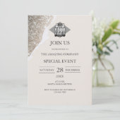 Invitation Elegant Chic Glitter & Neutral Event  (Debout devant)