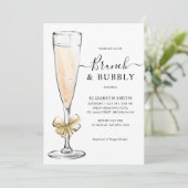 Invitation Elegant Chic Gold Brunch et Bubbly Fête des mariée (Debout devant)