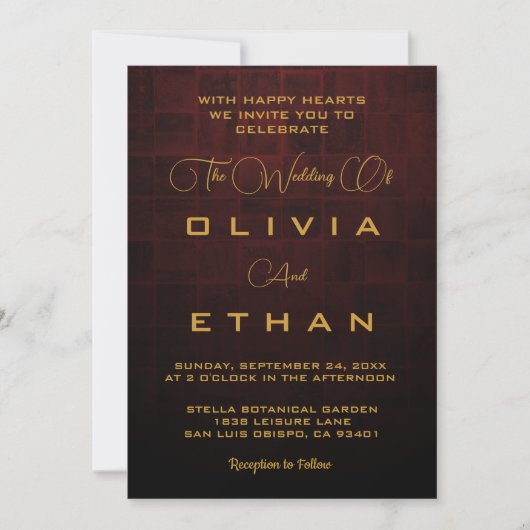 Invitation Élégant Chic Gold Classy Retro Rustic Mariage (Devant)