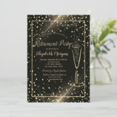 Invitation Élégant Chic Gold Confetti Vin Verre Retraite (Debout devant)