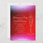 Invitation Élégant Chic Gold Confetti Vin Verre Retraite (Devant)