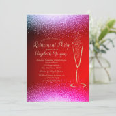 Invitation Élégant Chic Gold Confetti Vin Verre Retraite (Debout devant)