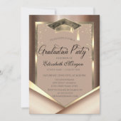 Invitation Elégant Chic Gold Frame Diamonds Graduation (Devant)