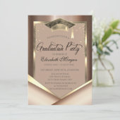 Invitation Elégant Chic Gold Frame Diamonds Graduation (Debout devant)