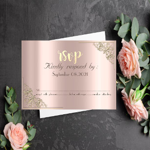 Invitation Elegant Chic Gold Frame Rose Gold RSVP