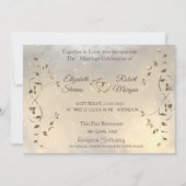 Invitation Elegant Chic Gold Hearts Leaves Wedding (Devant)
