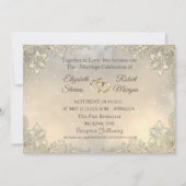 Invitation Élégant Chic Gold Hearts Mariage dentelle (Devant)