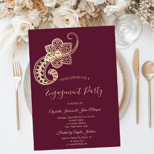 Invitation Elégant Chic Gold Paisley